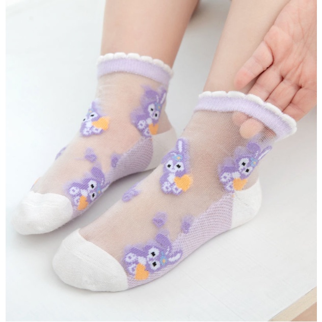 Set 5 Đôi Vớ Thoáng Khí Bằng Lụa Lạnh Phối Ren Họa Tiết Hoạt Hình Công Chúa Dành Cho Bé Gái 1-12 Tuổi