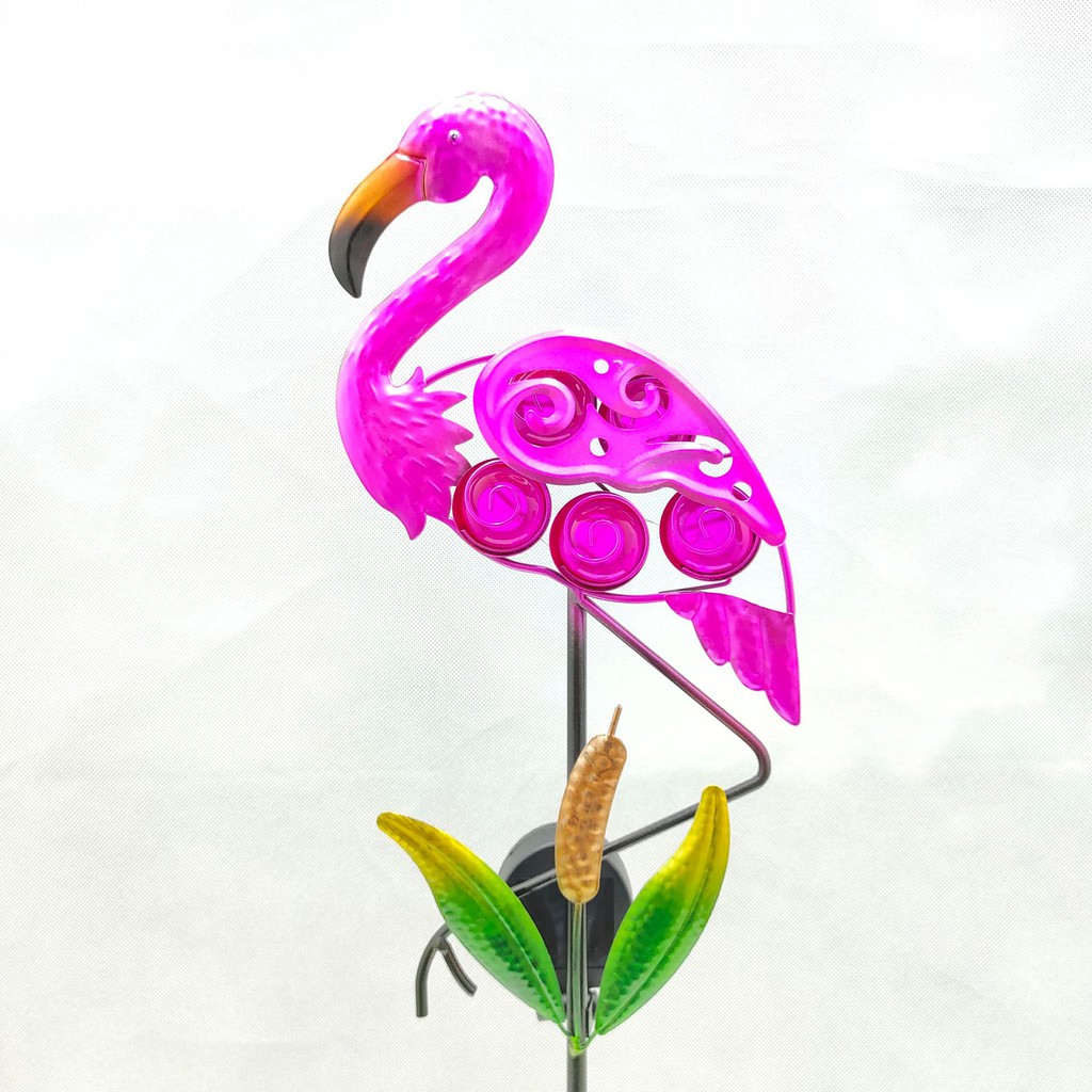 Set 2 đèn hình hồng hạc chống thấm nước năng lượng mặt trời dành cho trang trí sân vườn bãi cỏ