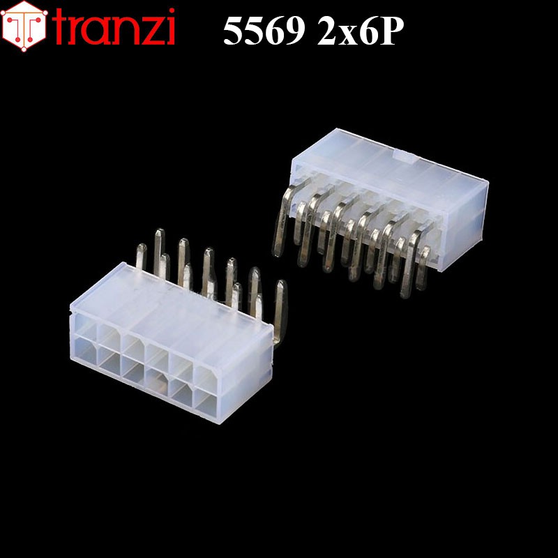Giắc cắm header 4.2mm 5569 2x6P chân cắm cong trắng - túi 5 cái