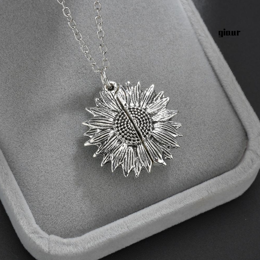 GIAUR Women Fashion Jewelry Open Locket Sunflower Pendant Clavicle Chain Necklace