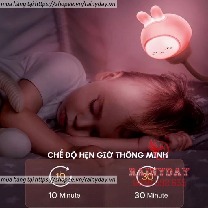 Đèn ngủ mini có điều khiển từ xa remote cắm điện usb hình thú con gấu con thỏ cute dễ thương