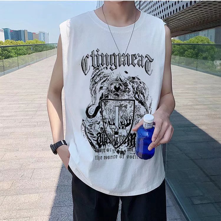 Áo Thun Thể Thao Sát Nách Dáng Rộng In Chữ Thời Trang Hàn Quốc Cho Nam  simple bigsize unisex áo thun cổ tròn