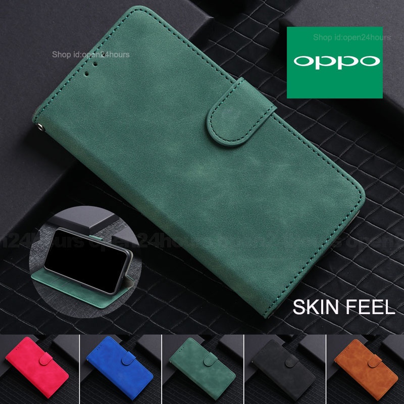 OPPO vỏ điện thoại A79 5G A38 A58 A78 A98 A17k A77s A57 A96 A76 A16k A95 A55 A16 A74 A54 A94 A15/A15s A93 A73 A53 đơn sắc Bao da điện thoại nắp gập có ví và khe cắm th