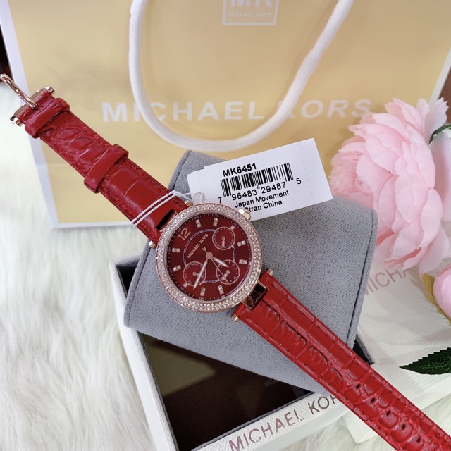 Đồng Hồ Nữ Dây Da Viền Hột Micheal Kors Mk6451 Full Box Chính Hãng