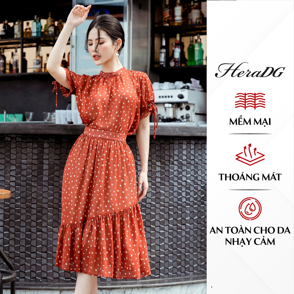 Áo suông cổ trụ tháo HeraDG thiết kế thắt dây nơ ở tay áo cách điệu, chất liệu vải chiffon cao cấp mát nhẹ SAKBB2003