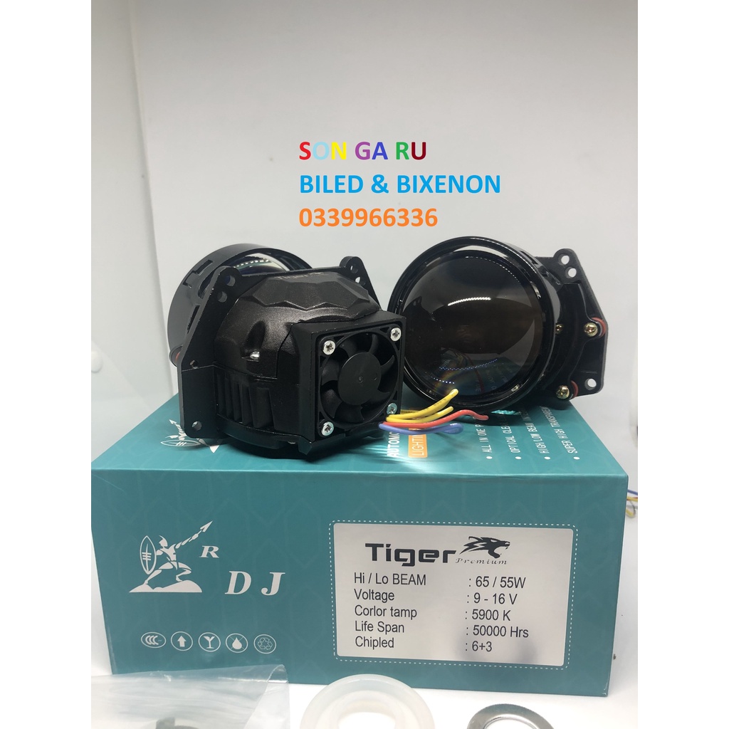 Đèn Bi led Lens Xạnh TIGER PREMIUM đui xoáy H4 H7 H11