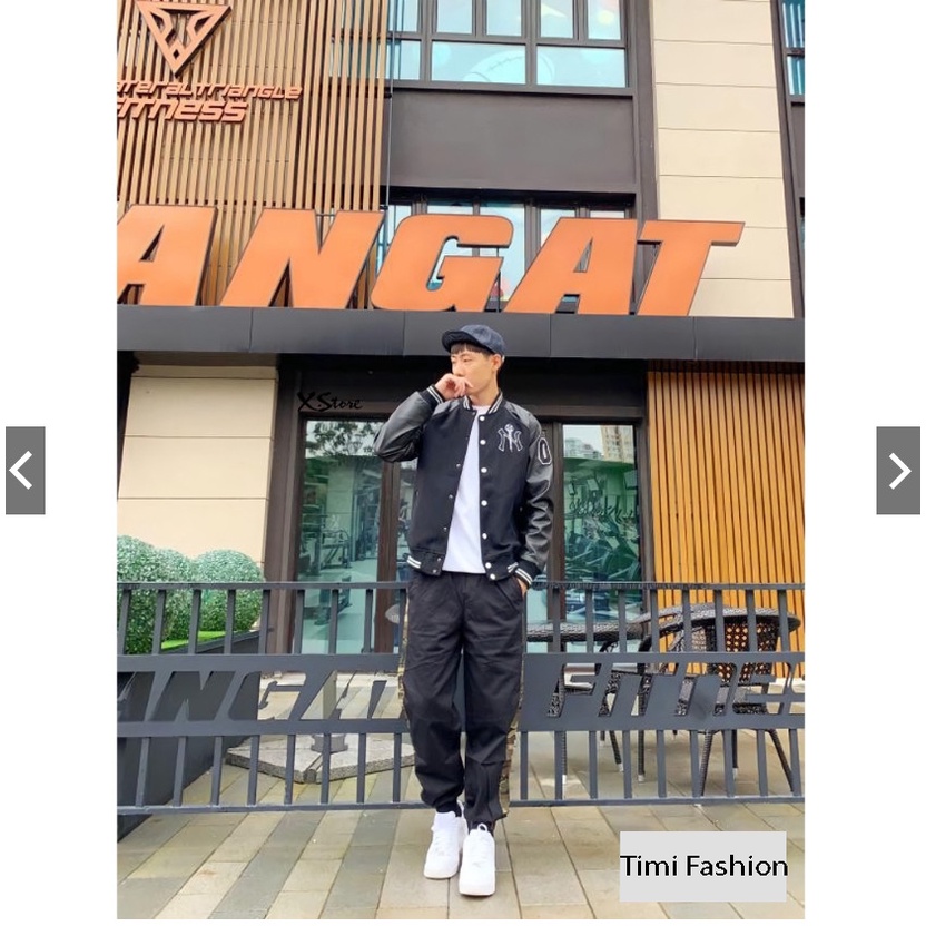 Áo khoác bomber NI03 Varsity Jacket vải nỉ phối tay da, áo bomber bóng chày nam nữ unisex form rộng