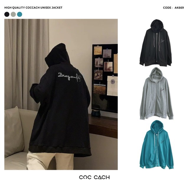 Áo khoác nỉ hoodie nam nữ họa tiết AK669 BY COC CACH