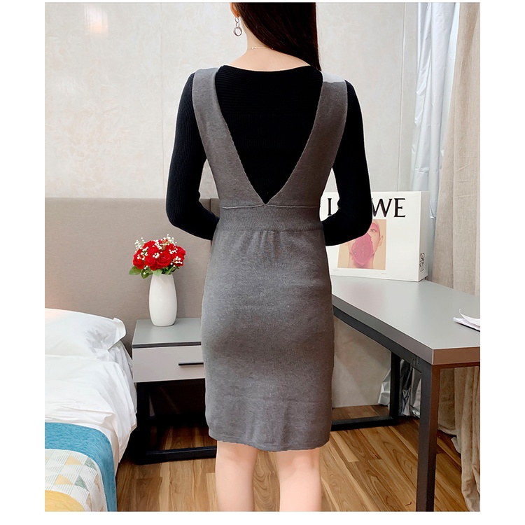 Đầm len gile 2 túi khoá kéo trước ngực Al25