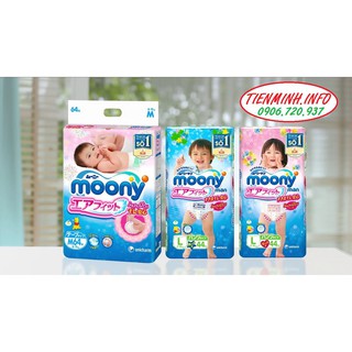 Tã dán/ tã quần moony nhật đủ size nb90/ s84/ m64/ l54/ m58/ l44/ xl38