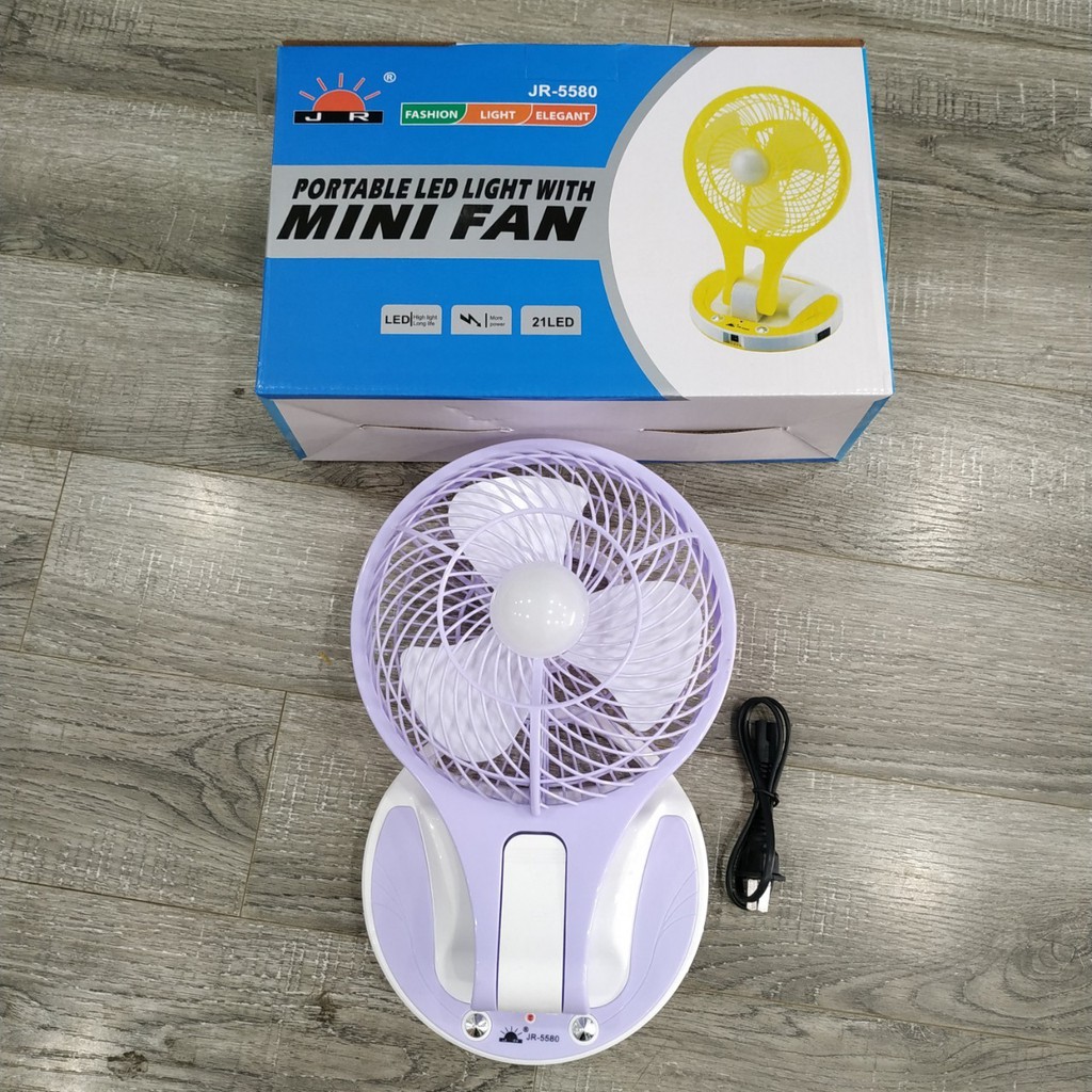 Quạt sạc tích điện đèn Led gấp gọn MiniFan JR-5580