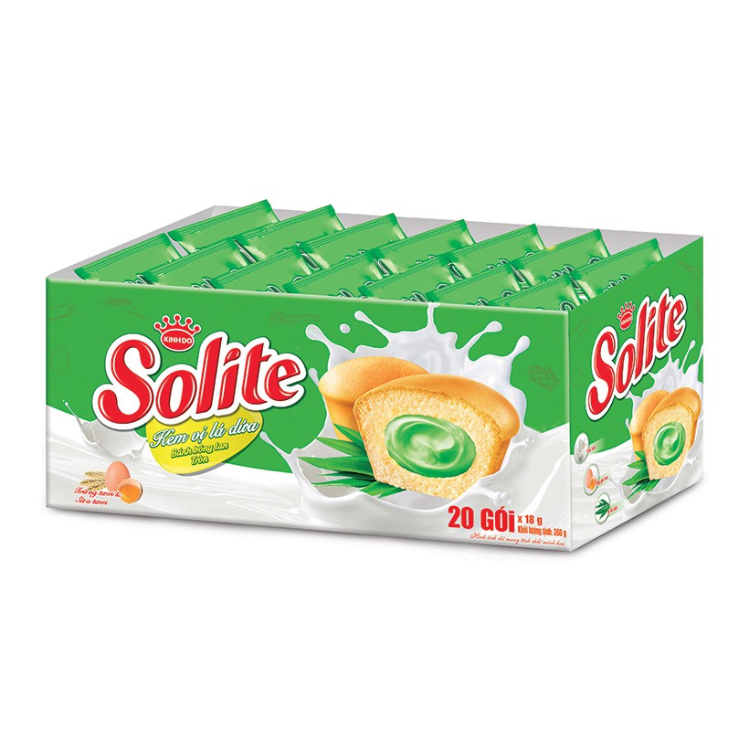 Solite bánh dinh dưỡng bông lan tròn giảm đường, vị lá dứa 360g