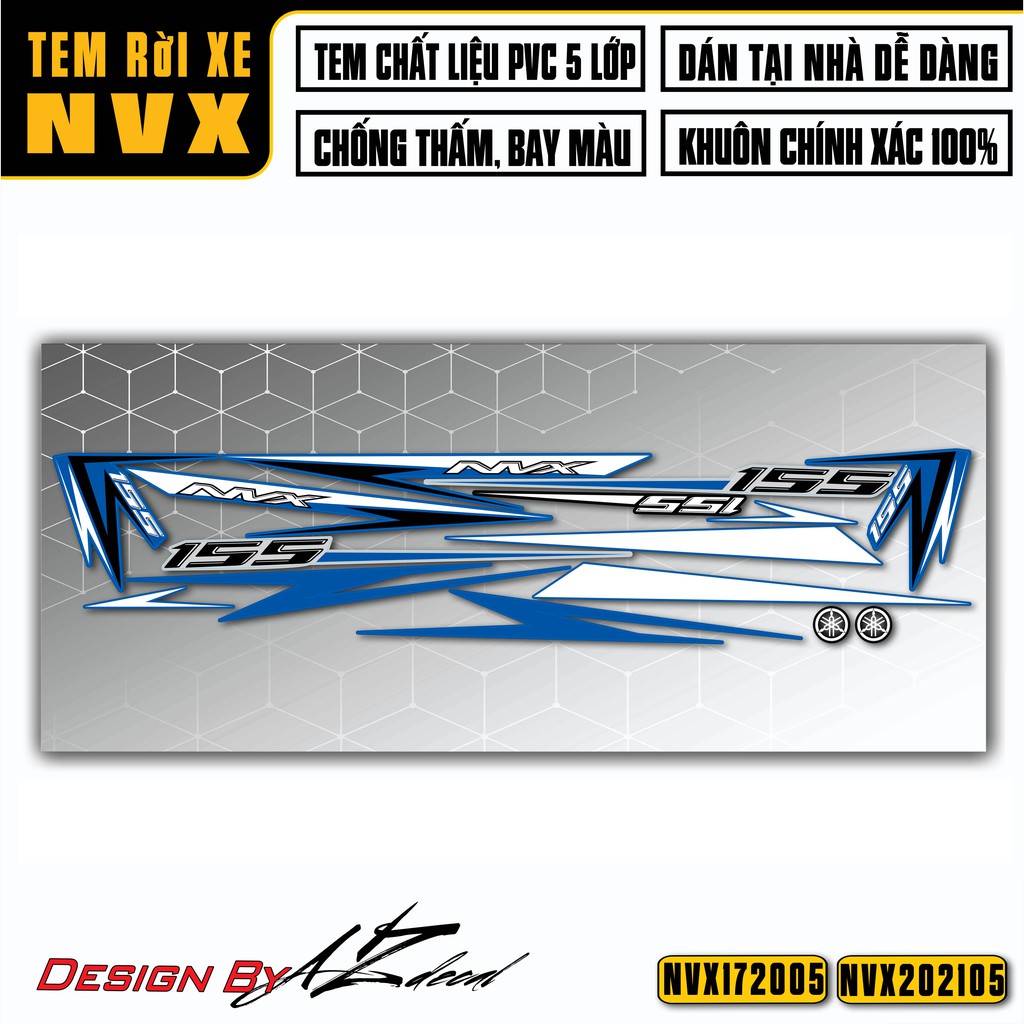 Tem Xe Yamaha NVX 2017 - 2021 | NVX05 | Decal NVX V1 &amp; V2 Chống Nước, Bền Màu, Dán Xe Màu Đỏ, Đen, Xanh, Trắng