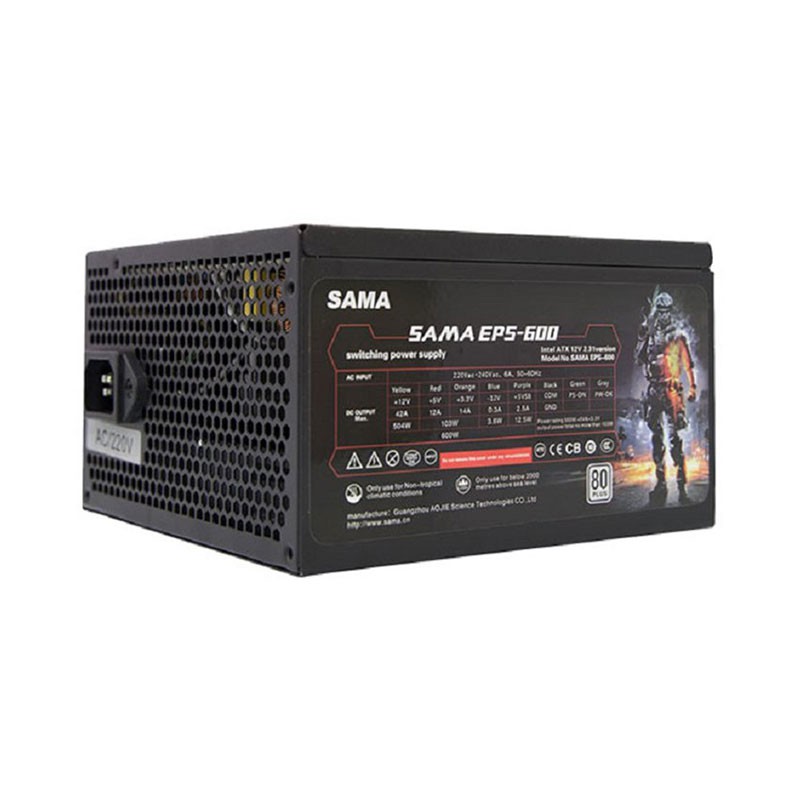 Nguồn máy tính SAMA EPS-600 600W Single Rail 80 Plus