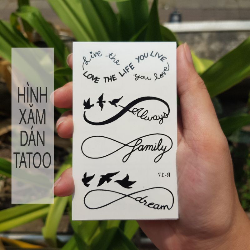 Hình xăm vô cực mini r17. Xăm dán tatoo mini tạm thời, size &lt;10x6cm