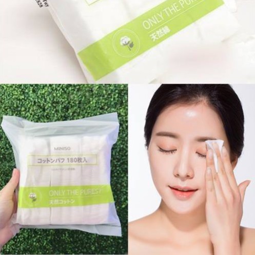 Bông Tẩy Trang MINISO Nhật Bản Túi 180 Miếng