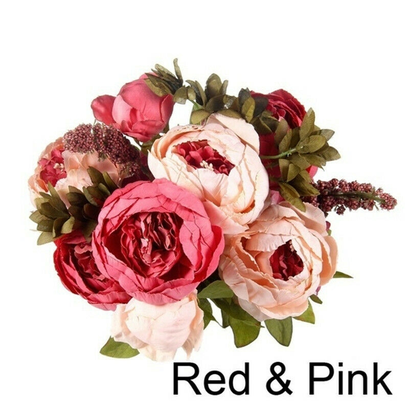 Bó hoa mẫu đơn lụa nhân tạo trang trí nhà/đám cưới