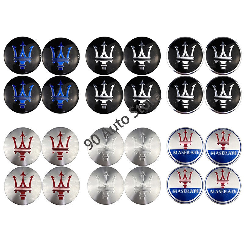 Set 4 Miếng Dán 56mm Trang Trí Trục Bánh Xe Ô Tô maserati ghibli Leante gran Cabio
