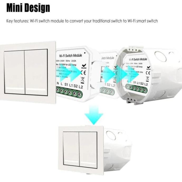 Mô Đun Công Tắc Điều Khiển Nhà Thông Minh Kết Nối Wifi S2L2-0512