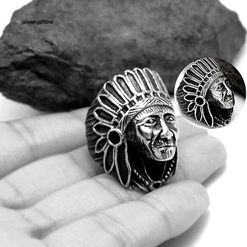 Nhẫn đeo tay kim loại hình người da đỏ vintage cho nam nữ