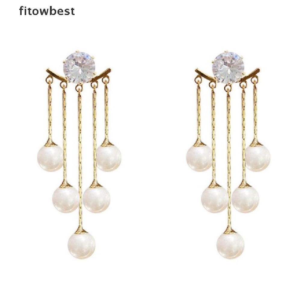 Khuyên Tai Tua Rua Đính Đá Zircon Và Ngọc Trai Phong Cách Hàn Quốc