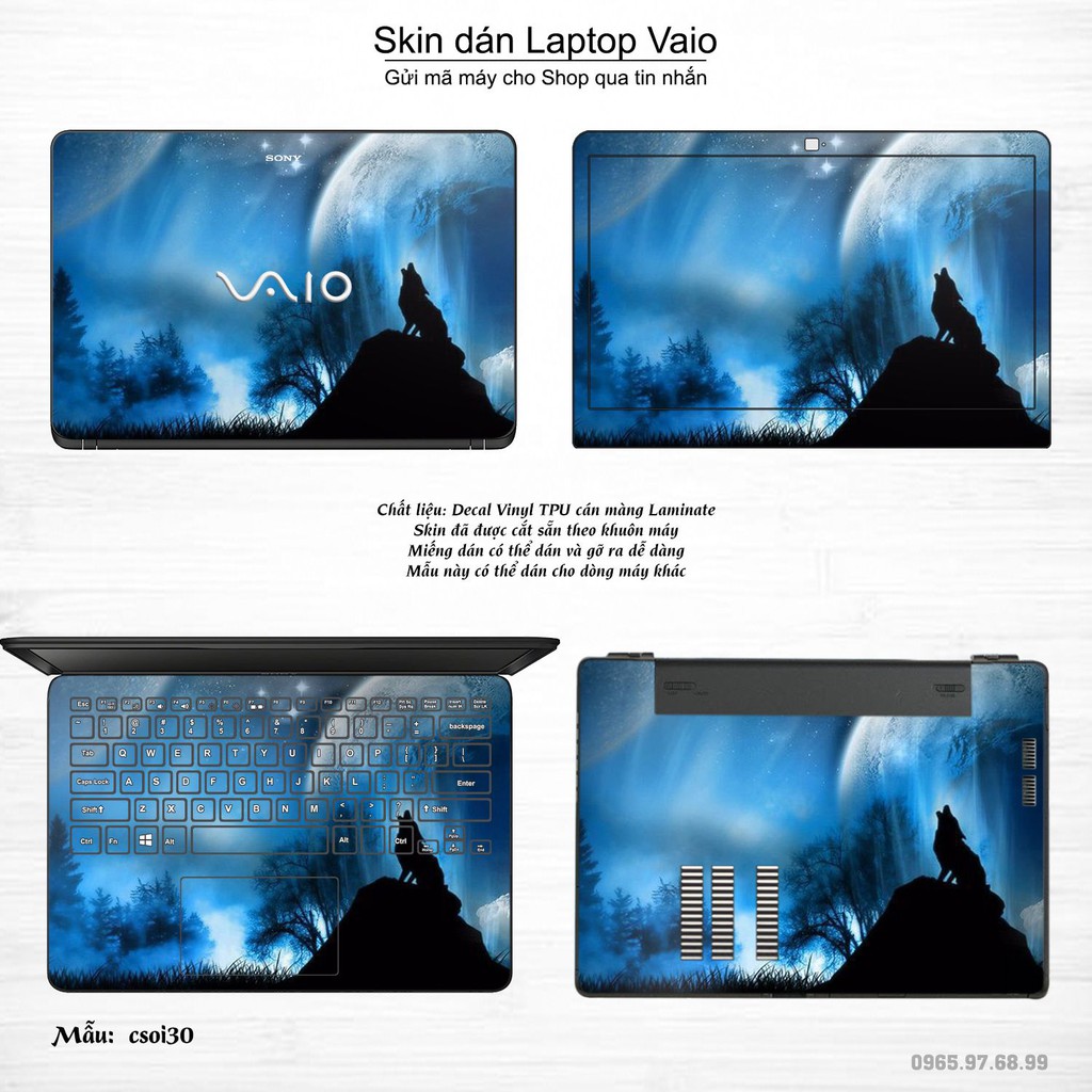 Skin dán Laptop Sony Vaio in hình sói tuyết (inbox mã máy cho Shop)