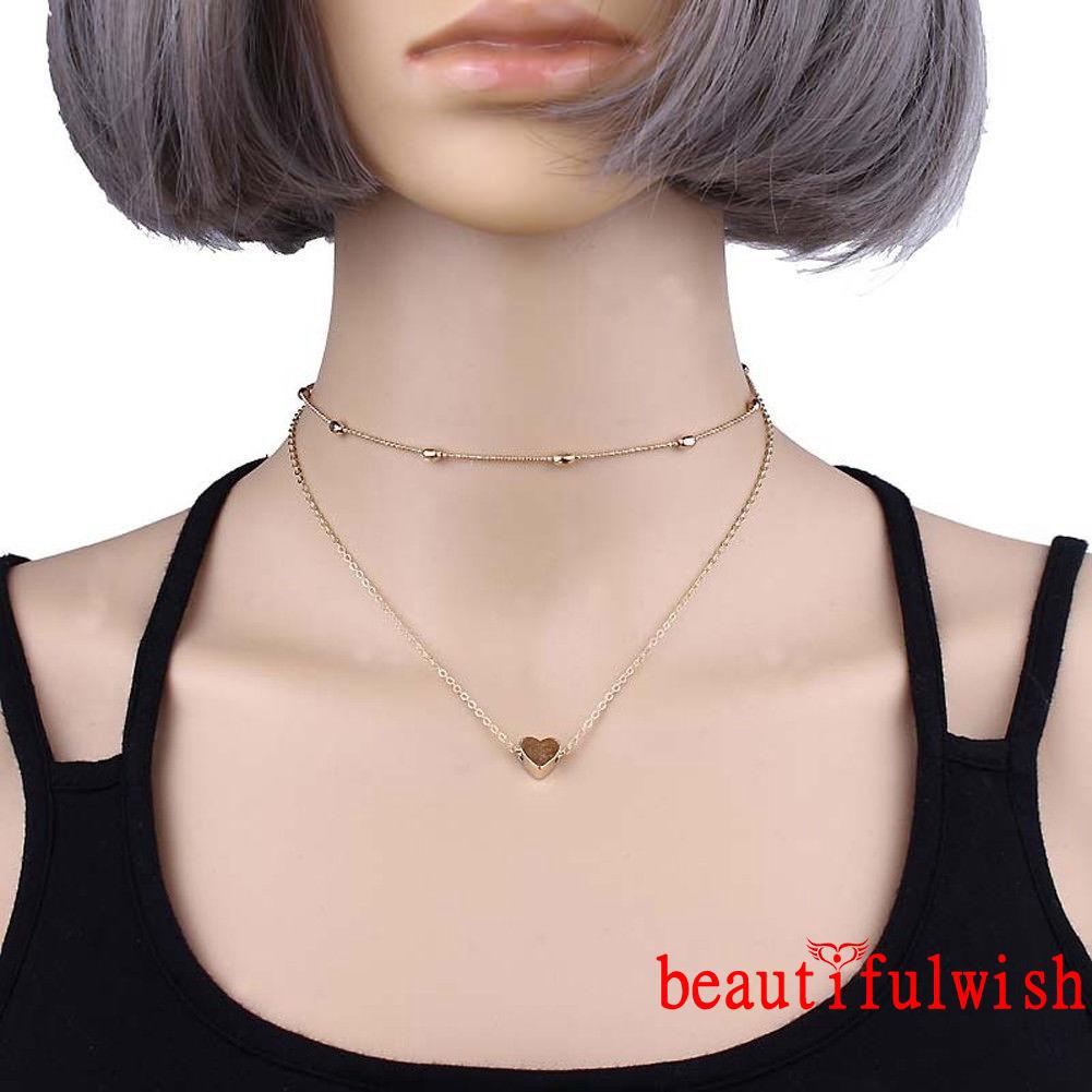 Vòng Cổ Choker Bạc Phối Mặt Hình Trái Tim Mạ Vàng Dành Cho Nữ