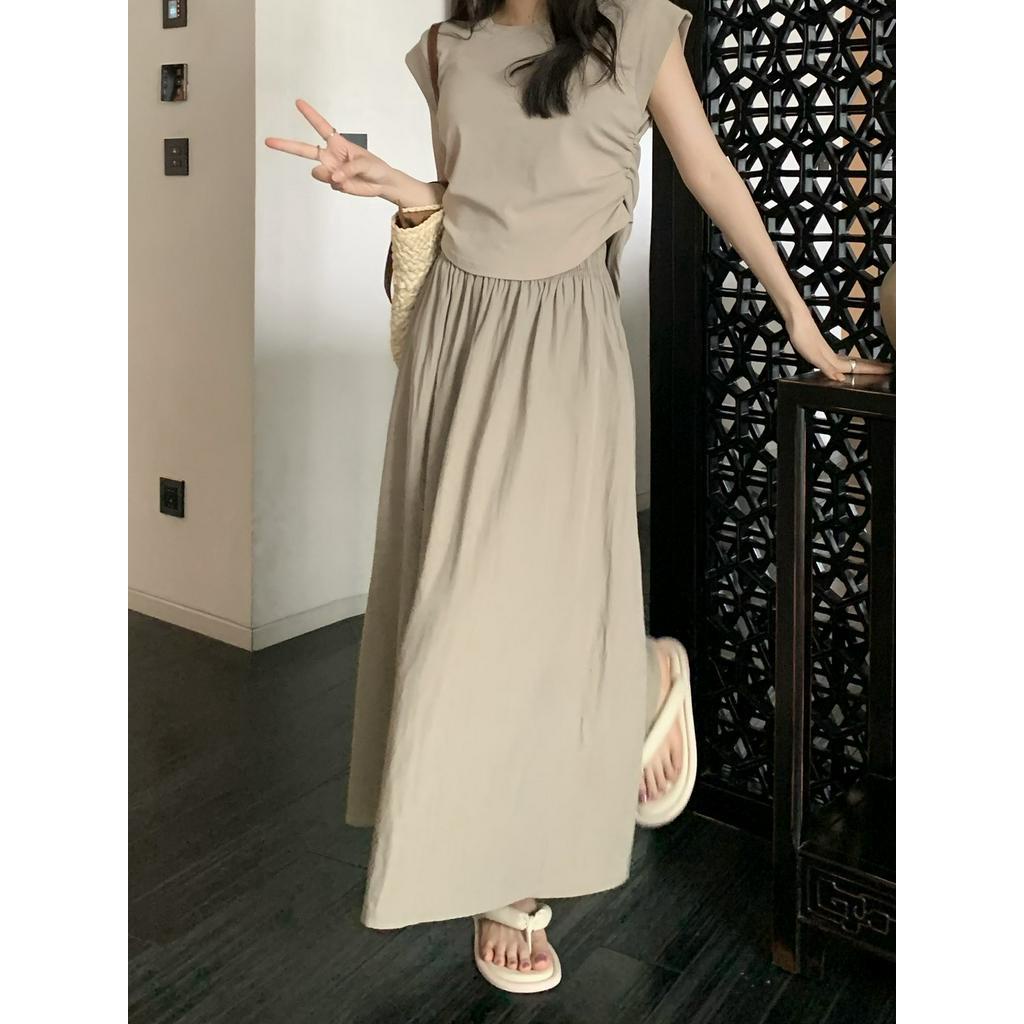 Chân Váy Chữ A Xếp Ly Lưng Cao Co Giãn Phong Cách Mới 64270