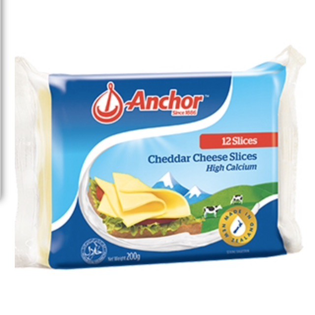 [12 lát] Phô mai [New Zealand] ANCHOR Cheddar Cheese Slices 200g (halal) (nw5)