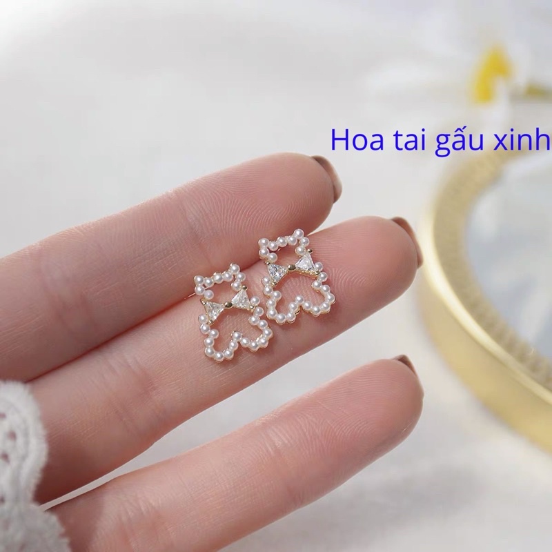 Bông tai Bông Shop hột nụ xoàn đá kiểu Hàn Quốc thời trang set 20 đôi