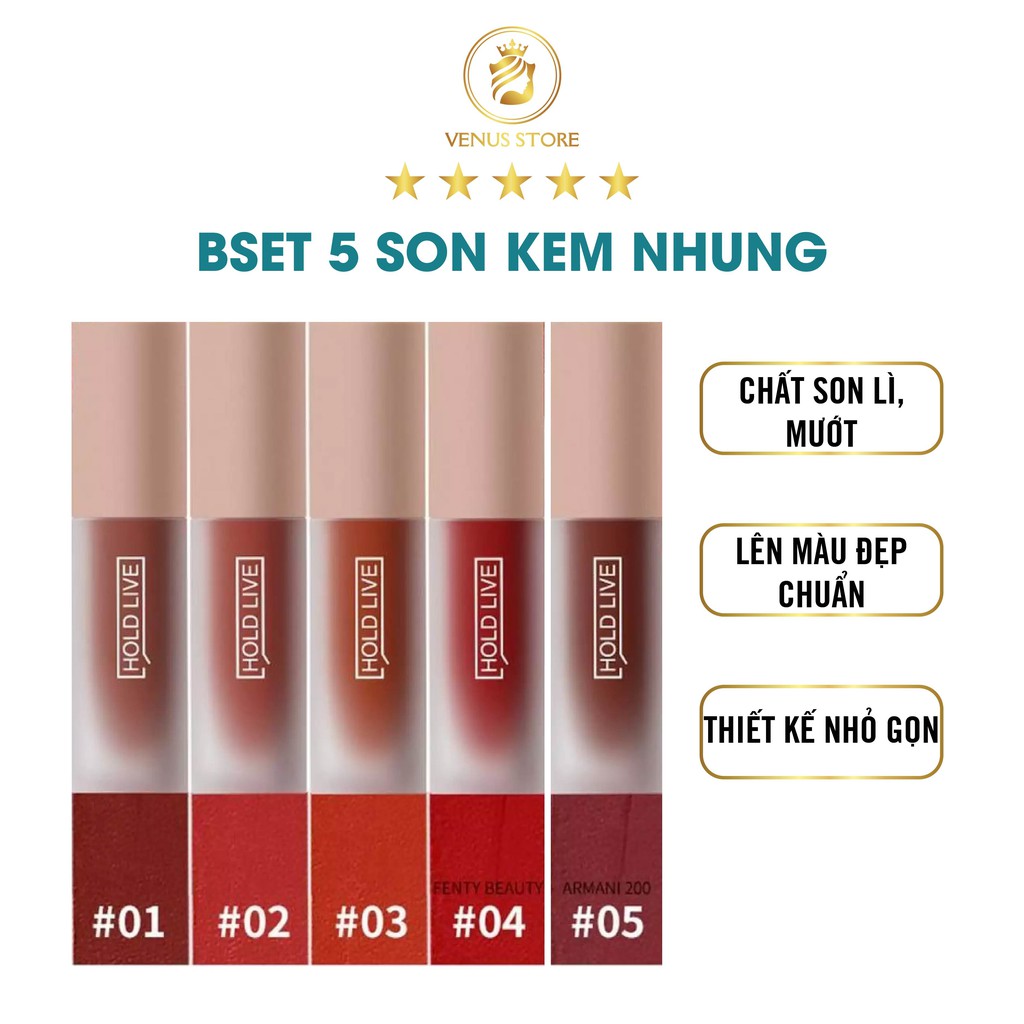 Set 5 Son Kem Nhung Hold Live Light Matte Lip Glaze - Venus Store