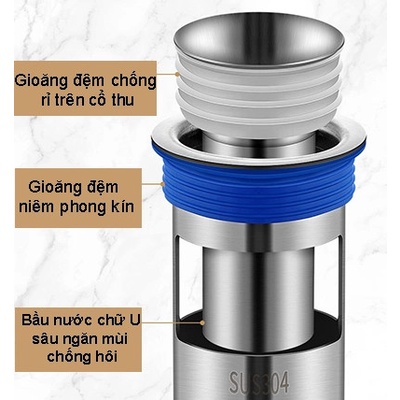 Lõi Thoát Sàn Ngăn Mùi Nhà Tắm - INOX 304 Lắp Thoát Sàn Chống Mùi Hôi Ngăn Vi Khuẩn Trào Ngược Lên-Foxis