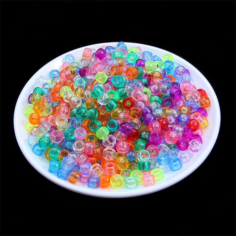 100 Hạt Xỏ Lỗ Làm Trang Sức Bằng Acrylic Trong Suốt 9x6mm