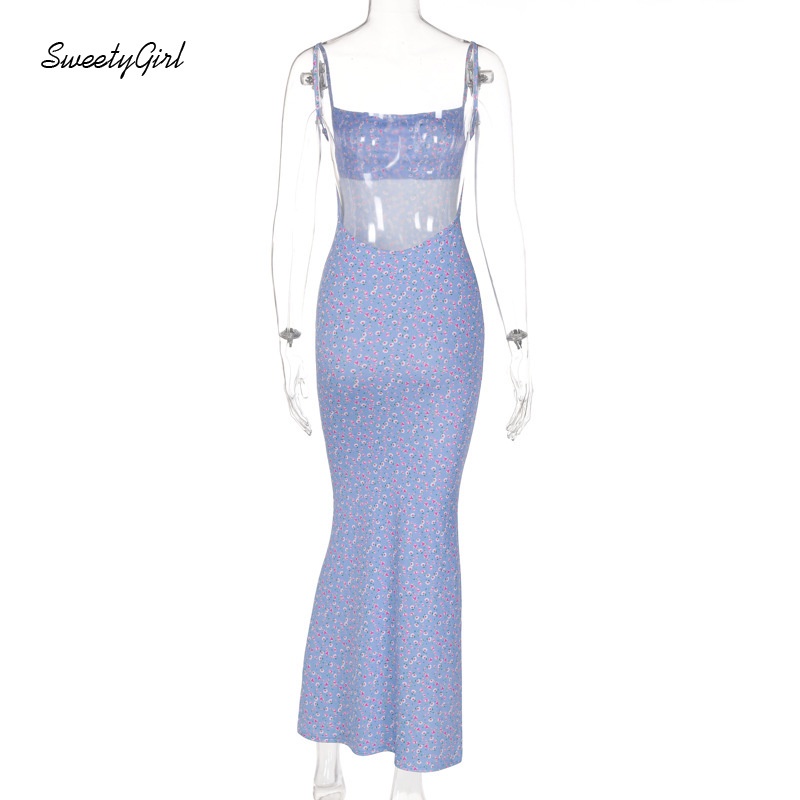 Đầm Dây Hở Lưng Họa Tiết Hoa Quyến Rũ Dành Cho Nữ 2022