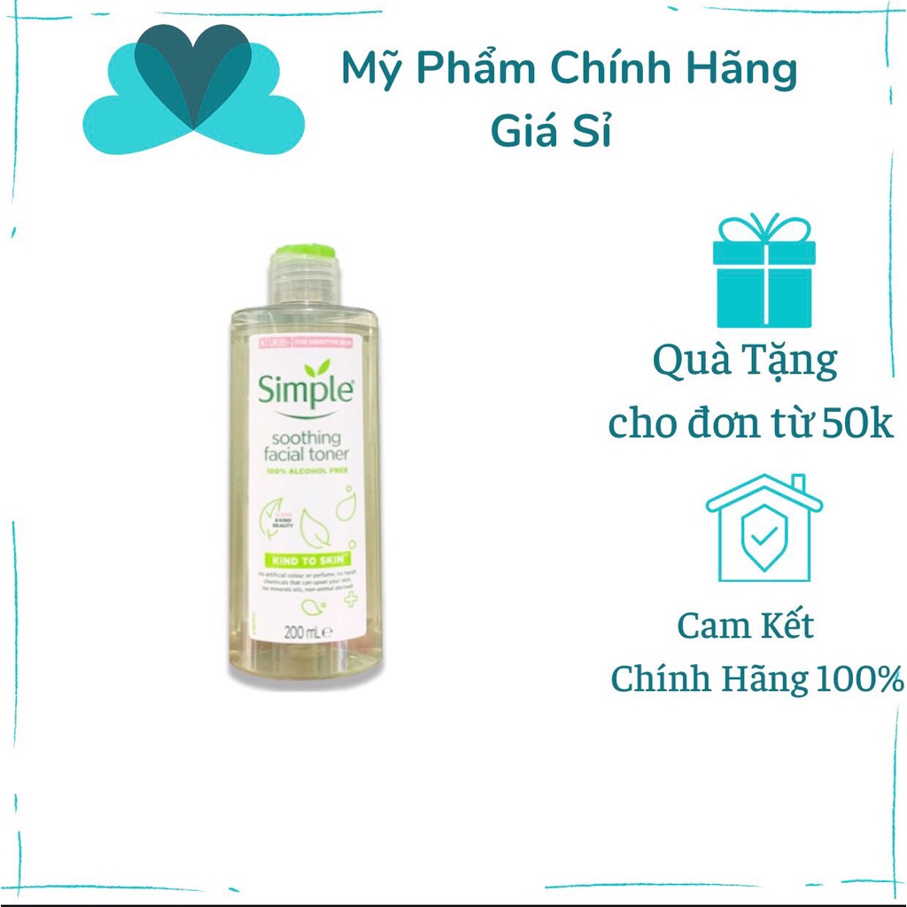 Nước hoa hồng Simple Kind to Skin Soothing Facial Toner 200ml