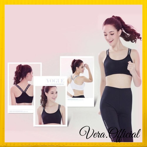 Áo Bra Tập Gym, Yoga, Áo Bra Thể Thao Dây In Chữ Bản To_LS29