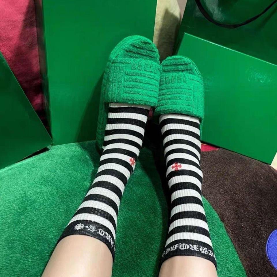 Dép Bông Đế Dày Nâng Chiều Cao Màu Xanh Lá Thời Trang Thu Đông Dành Cho Nữ 2022