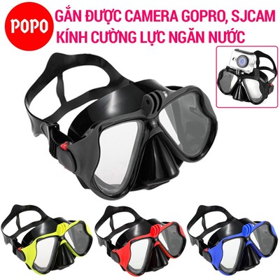 Mặt nạ lặn gắn được Gopro SJCAM mắt kính cường lực chống nước tuyệt đối POPO Collection