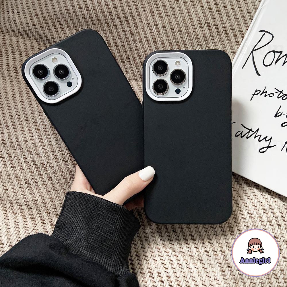 Ốp Điện Thoại Silicone Mềm Màu Đen Đơn Giản Chống Sốc 3 Trong 1 Cho IPhone 14 13 12 11 Pro Max X XR 8 7 Plus