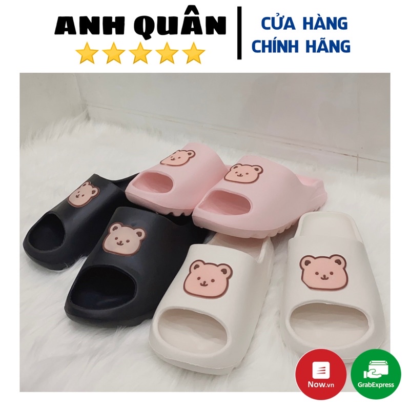 Dép bánh mì nữ unisex hình gấu đế răng cưa
