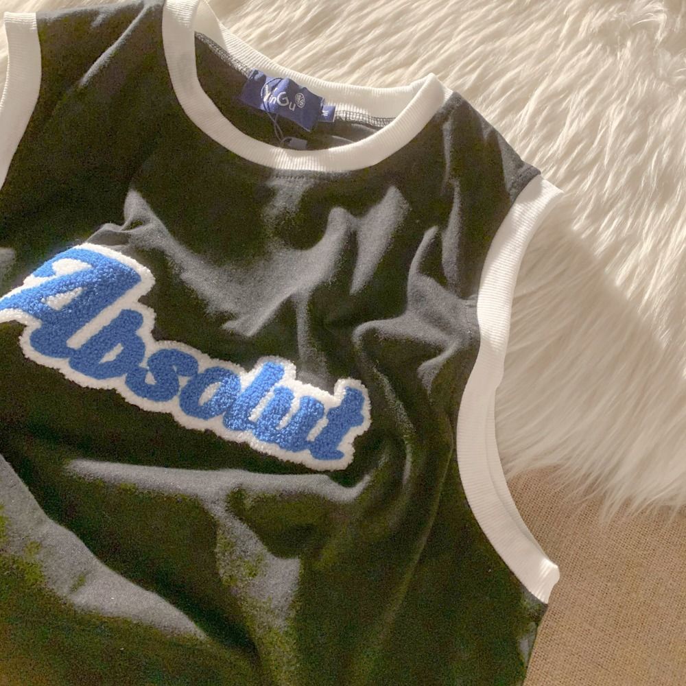 Áo Thun Không Tay Dáng Rộng Thêu Chữ Màu Hồng Thời Trang 2022 Amoi Dành Cho Bạn Nữ