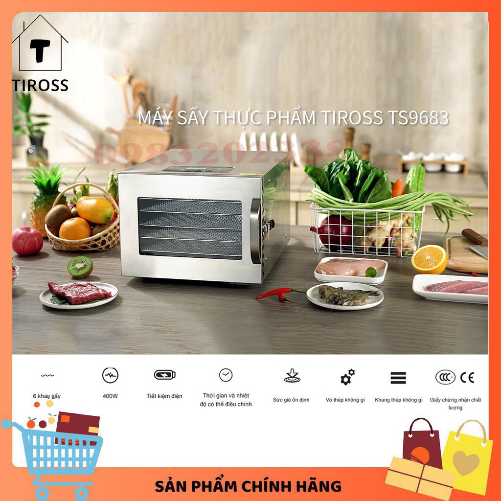 [Tiross123] Máy Sấy Hoa Quả Tiross TS9683, Sản phẩm chính hãng, bảo hành 12 tháng