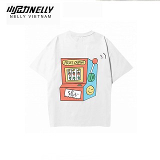 Áo thun tay lỡ NELLY cotton 4 chiều dáng unisex in hình casino fruit mã N0031
