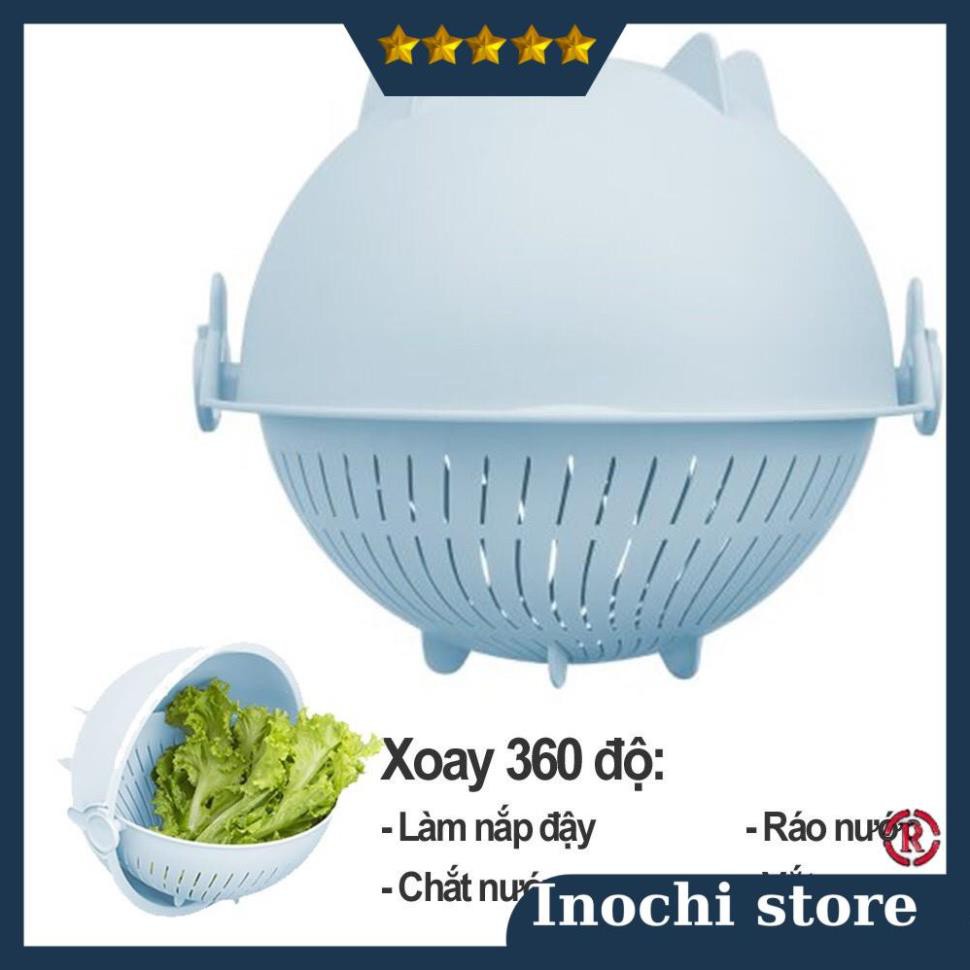 Bộ thau rổ yoko  xoay nhựa 28cm ghép thông minh an toàn cao cấp tròn đựng đồ rau củ quả [INOCHI]