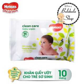 Khăn giấy ướt em bé Huggies Clean Care Không Mùi 10 miếng