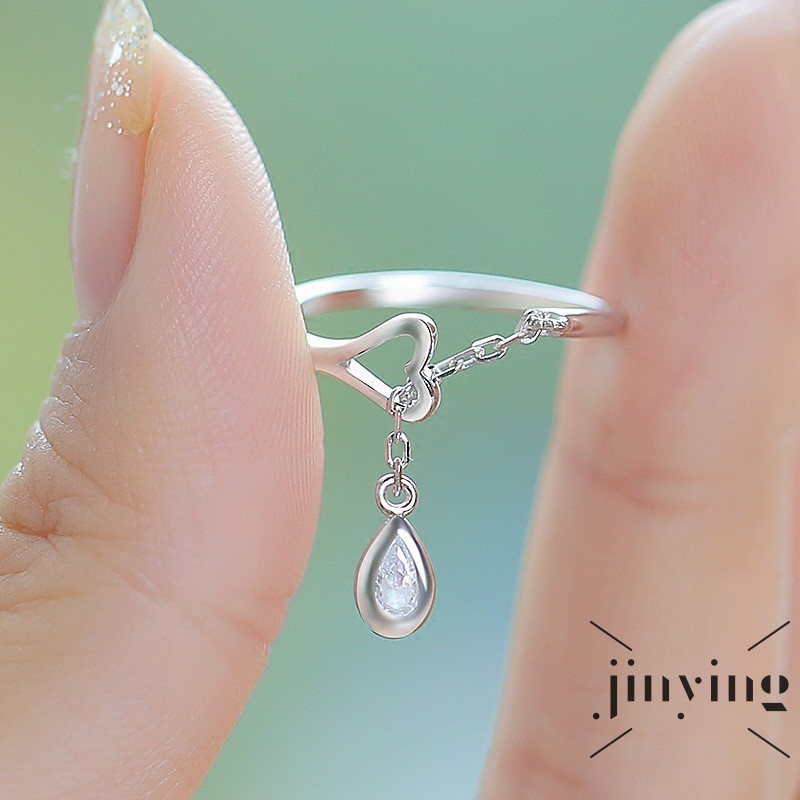 GETNOIVAS Nhẫn mặt hình giọt nước khảm đá màu xanh dương thời trang dành cho phái nữ