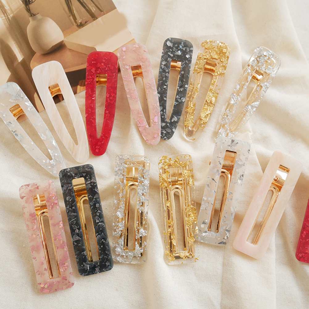 Kẹp Tóc Hình Chữ Nhật Đính Kim Sa Lấp Lánh Cho Nữ