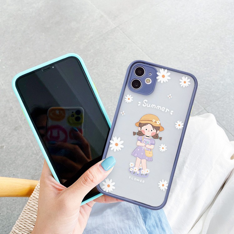 Ốp lưng iphone Summer Girl nhám viền nổi cong 6/6plus/6s/6splus/7/7plus/8/8plus/x/xr/xs/11/12/13/pro/max/plus/promax