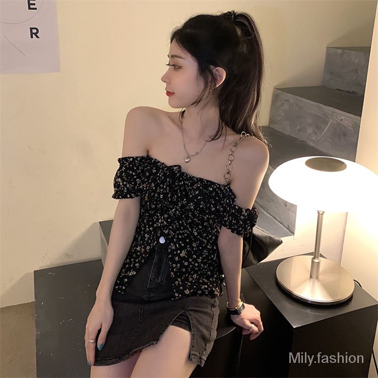 Áo Kiểu Trễ Vai Tay Ngắn In Hoa Thời Trang Pháp 2021 F6cB | BigBuy360 - bigbuy360.vn