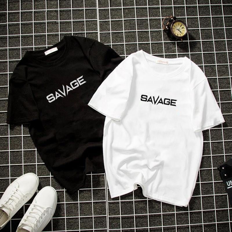 Áo UNISEX thời trang nam nữ in SAVAGE form rộng chất cotton hè